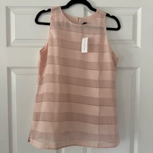 🌟NEW🌟Ann Taylor Womens small Tank Top Pink Eyelet Mesh Lined Striped